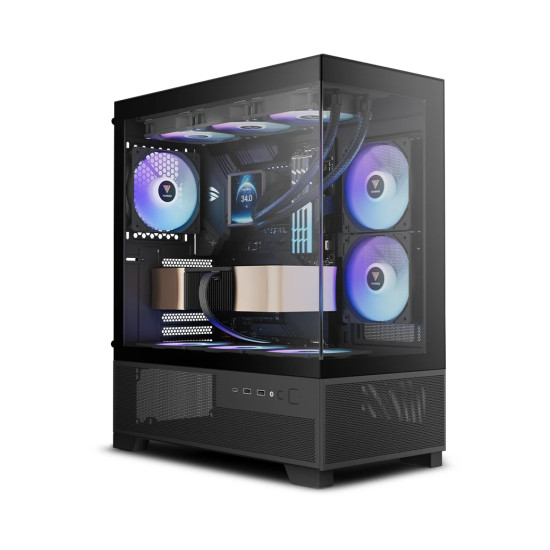 Кутия за компютър Gamdias Case mATX - AURA GC12 ARGB BK - 6 x 120 mm A-RGB, USB-C, Tempered Glass