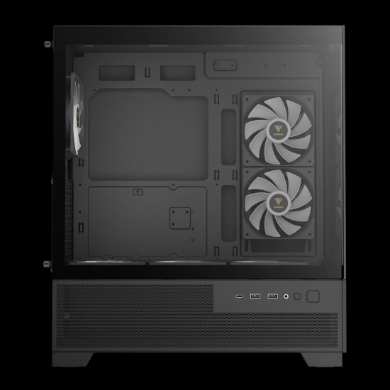 Кутия за компютър Gamdias Case mATX - AURA GC12 ARGB BK - 6 x 120 mm A-RGB, USB-C, Tempered Glass