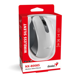 Безжина мишка Genius Wireless Silent Mouse - NX-8008S White+Gray - Silent, 2.4GHz