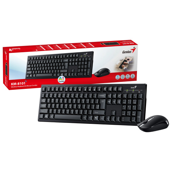 Комплект клавиатура и мишка Genius Wireless Keyboard and Mouse - KM-8101 Black - AI, BG, 2.4GHZ