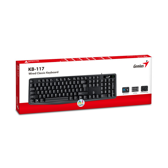 Клавиатура Genius Smart Keyboard KB-117 Black - AI, BG Layout, USB