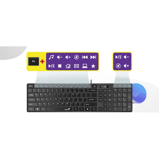 Клавиатура Genius SlimStar 126, Slim, USB, Low Profile, Chocolate Keys, Black