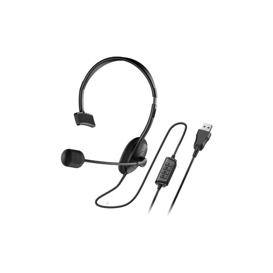 Слушалки Genius Single Ear Headset - HS-100U, Mic, USB, Black