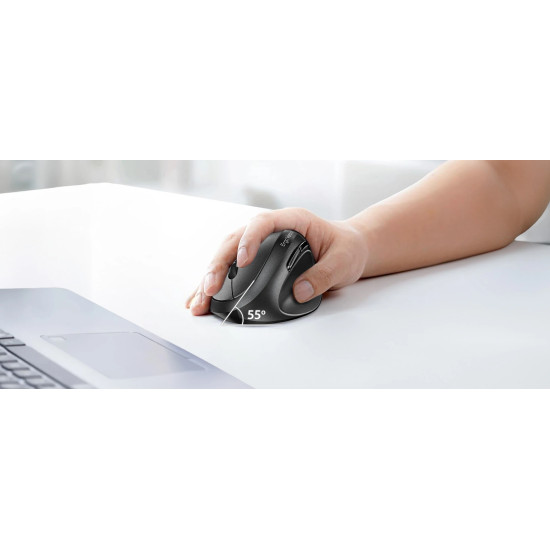 Безжична мишка Genius Vertical Mouse wireless Ergo 8350S - Silent, AI, Bluetooth, 2.4G, Dark Grey