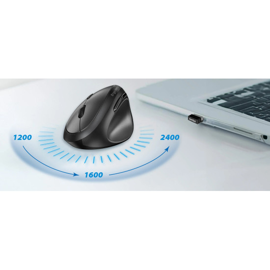 Безжична мишка Genius Vertical Mouse wireless Ergo 8350S - Silent, AI, Bluetooth, 2.4G, Dark Grey