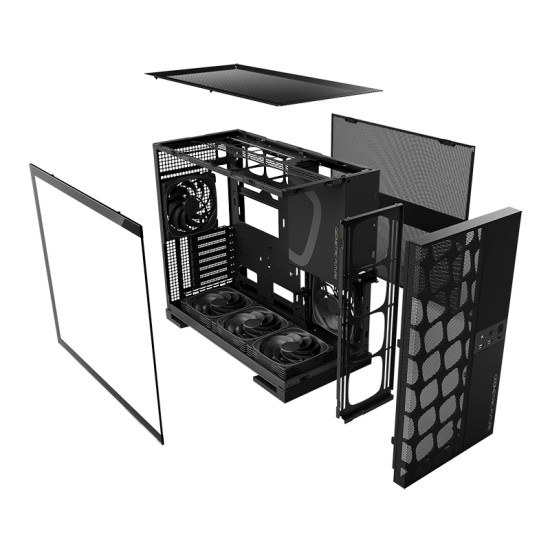 Кутия за компютър Geometric Future Case EATX - Model 5 Vent Black - 5 x 140 mm aRGB fans included