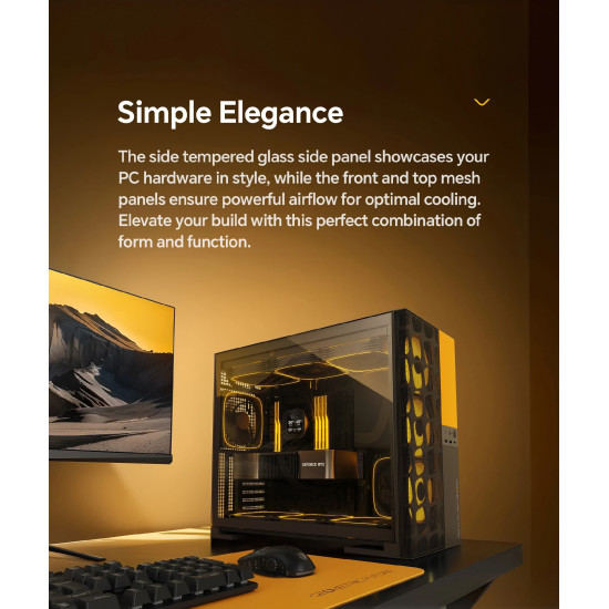 Кутия за компютър Geometric Future Case EATX - Model 5 Vent Black - 5 x 140 mm aRGB fans included