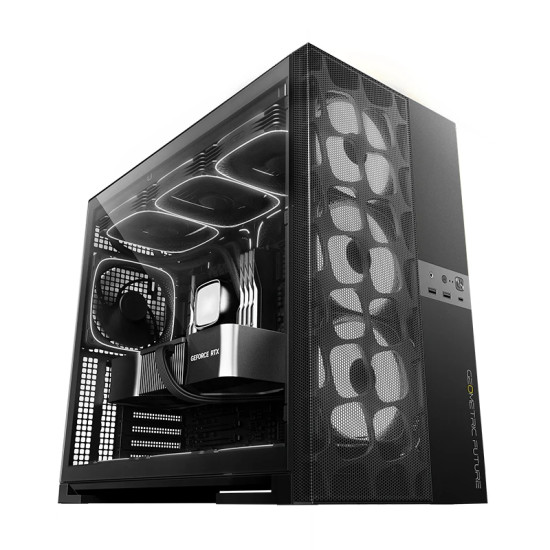 Кутия за компютър Geometric Future Case EATX - Model 5 Vent Black - 5 x 140 mm aRGB fans included
