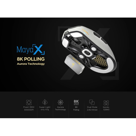 Безжична мишка Lamzu MAYA X 8K - Wireless Gaming Mouse - Purple Shadow