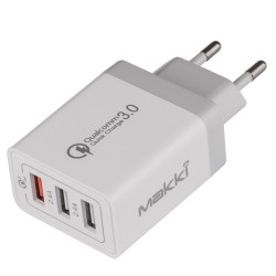 Зарядно Makki Fast Charger - QC3.0+2xUSB 30W White - MAKKI-QC30W3