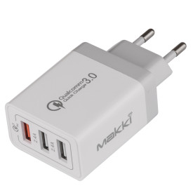 Зарядно Makki Fast Charger - QC3.0+2xUSB 30W White - MAKKI-QC30W3