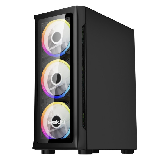 Кутия за компютър Makki Case E-ATX M09 aRGB Black - Remote/4 Fans