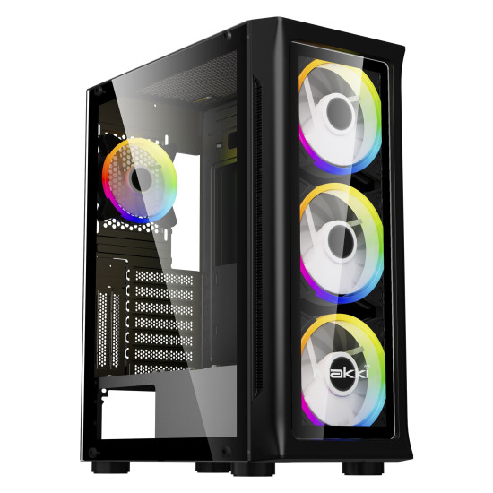 Кутия за компютър Makki Case E-ATX M09 aRGB Black - Remote/4 Fans