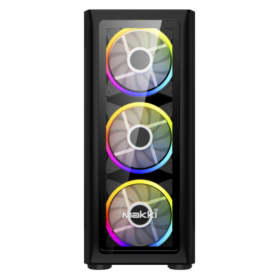 Кутия за компютър Makki Case E-ATX M09 aRGB Black - Remote/4 Fans