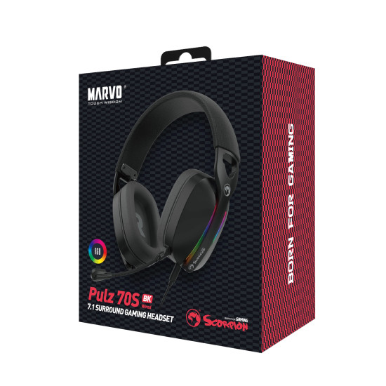 Слушалки Marvo Gaming Headphones Pulz 70S - 7.1 RGB - MARVO-HG9086-BK