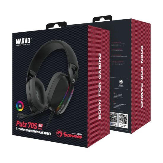 Слушалки Marvo Gaming Headphones Pulz 70S - 7.1 RGB - MARVO-HG9086-BK