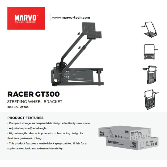 Сгъваема стойка за волан и педали Marvo Foldable Racing Simulator Stand - MARVO-GT300