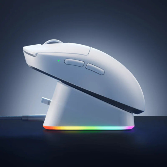 Безжична мишка MCHOSE A7 V2 Ultra White - Wireless Gaming Mouse - Dual 8K, Omron Mechanical