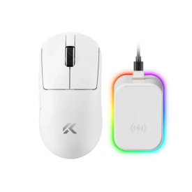Безжична мишка MCHOSE A7 V2 Ultra White - Wireless Gaming Mouse - Dual 8K, Omron Mechanical