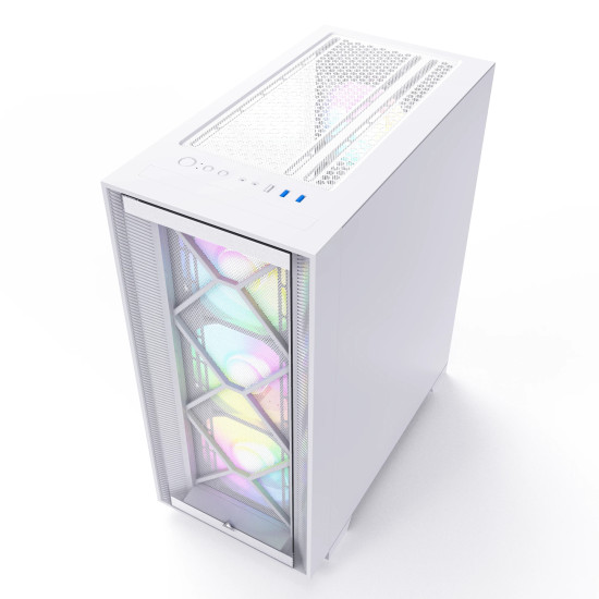 Кутия за компютър Montech AIR 1000 PREMIUM, Mid-tower Case, TG, 2 Front Panels, 4x120mm ARGB Fans, White