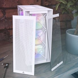 Кутия за компютър Montech AIR 1000 PREMIUM, Mid-tower Case, TG, 2 Front Panels, 4x120mm ARGB Fans, White