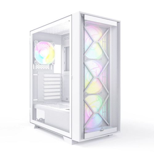 Кутия за компютър Montech AIR 1000 PREMIUM, Mid-tower Case, TG, 2 Front Panels, 4x120mm ARGB Fans, White