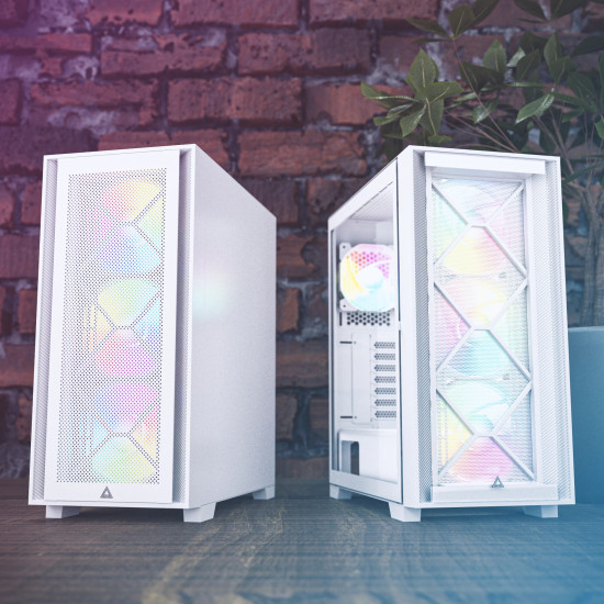 Кутия за компютър Montech AIR 1000 PREMIUM, Mid-tower Case, TG, 2 Front Panels, 4x120mm ARGB Fans, White