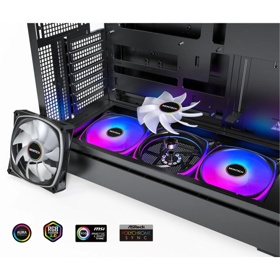 Кутия за компютър Montech Case ATX - KING 45 PRO, White - 4x120mm A-RGB, USB-C