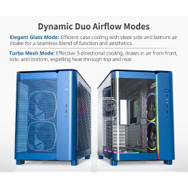Кутия за компютър Montech KING 95 Pro, Dual Chamber Mid-tower Case, 6 ARGB Fans, 2 Front Panels, Prussian Blue