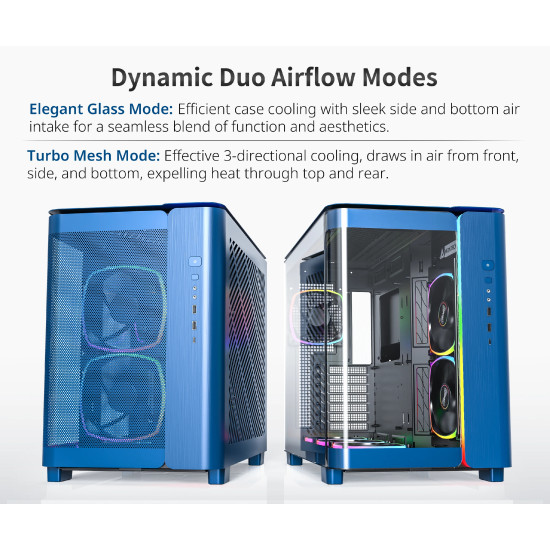 Кутия за компютър Montech KING 95 Pro, Dual Chamber Mid-tower Case, 6 ARGB Fans, 2 Front Panels, Prussian Blue