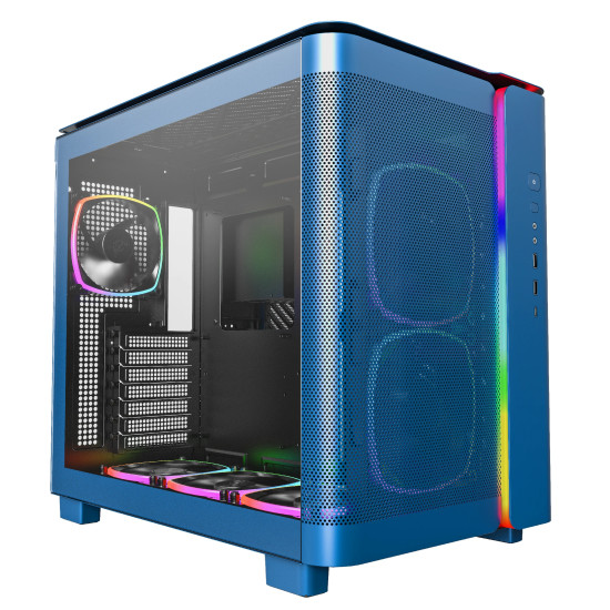 Кутия за компютър Montech KING 95 Pro, Dual Chamber Mid-tower Case, 6 ARGB Fans, 2 Front Panels, Prussian Blue