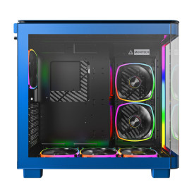 Кутия за компютър Montech KING 95 Pro, Dual Chamber Mid-tower Case, 6 ARGB Fans, 2 Front Panels, Prussian Blue