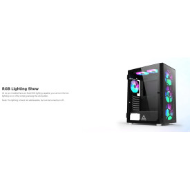 Кутия за компютър Montech X3 GLASS, Mid-tower Case, TG, 6 fixed RGB Fans, Black