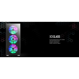 Кутия за компютър Montech X3 GLASS, Mid-tower Case, TG, 6 fixed RGB Fans, Black