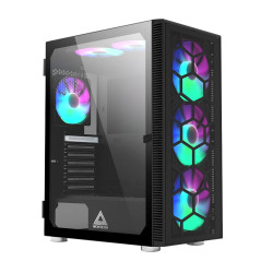 Кутия за компютър Montech X3 GLASS, Mid-tower Case, TG, 6 fixed RGB Fans, Black