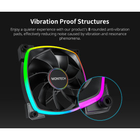 Вентилатор Montech RX140 PWM, REVERSE Fan, 140mm, ARGB, Black