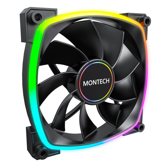 Вентилатор Montech RX140 PWM, REVERSE Fan, 140mm, ARGB, Black