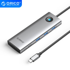 Докинг станция Orico Docking Station Type-C - PW11-9P-GY-EP - HDMI x 1, VGA x 1, USB3.0 x 3, USB-C PD100W x 1, LAN x 1 (1Gbps), SD/TF
