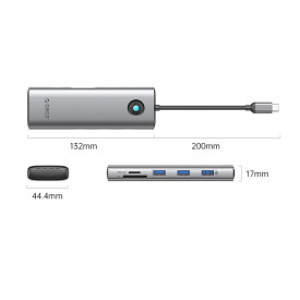 Докинг станция Orico Docking Station Type-C - PW11-9P-GY-EP - HDMI x 1, VGA x 1, USB3.0 x 3, USB-C PD100W x 1, LAN x 1 (1Gbps), SD/TF