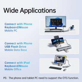 Докинг станция Orico Docking Station Type-C - PW11-9P-GY-EP - HDMI x 1, VGA x 1, USB3.0 x 3, USB-C PD100W x 1, LAN x 1 (1Gbps), SD/TF