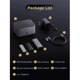 HDD докинг станция Orico IT28ECEUGY, 2-Bay HDD/M.2 NVMe, USB-C/USB-A, Offline Clone, Grey