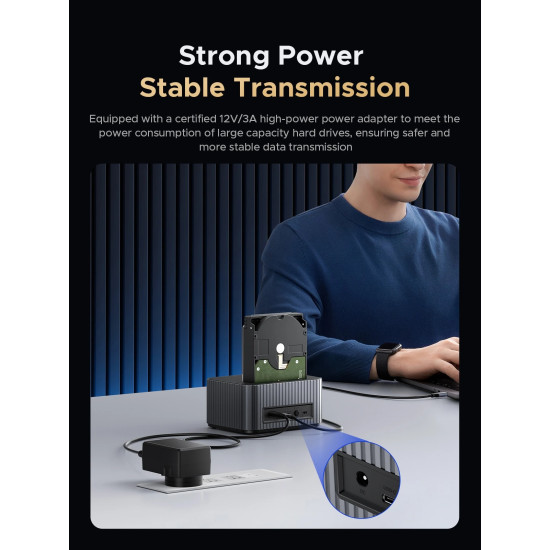 HDD докинг станция Orico IT28ECEUGY, 2-Bay HDD/M.2 NVMe, USB-C/USB-A, Offline Clone, Grey