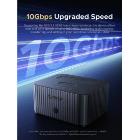 HDD докинг станция Orico IT28ECEUGY, 2-Bay HDD/M.2 NVMe, USB-C/USB-A, Offline Clone, Grey