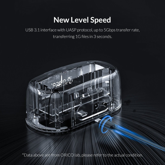 Докинг станция Orico Storage - HDD/SSD Dock - 2.5 and 3.5 inch Type-C, transparent - 6139C3-EU-CR