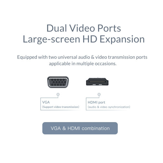 Докинг станция Orico Type-C Docking Station Power Distribution - HDMI, USB3.0 x 2, LAN, SD, VGA, Audio - XC-304-SV
