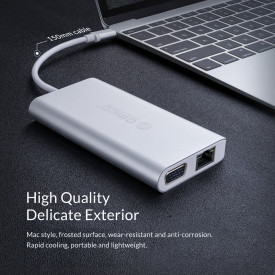 Докинг станция Orico Type-C Docking Station Power Distribution - HDMI, USB3.0 x 2, LAN, SD, VGA, Audio - XC-304-SV
