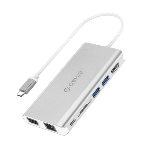 Докинг станция Orico Type-C Docking Station Power Distribution - HDMI, USB3.0 x 2, LAN, SD, VGA, Audio - XC-304-SV
