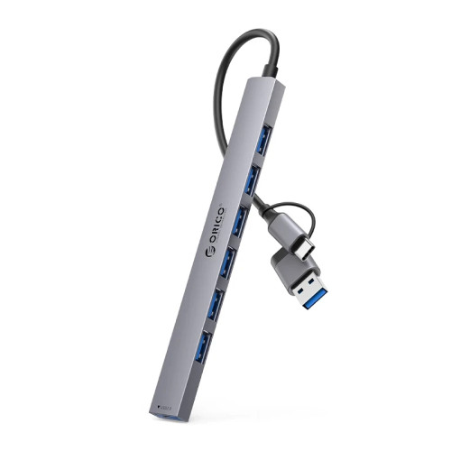 USB хъб Orico HUB USB-C/USB-A 7 port - USB3.0 x 1, USB2.0 x 6 - YSA2-U3-GY