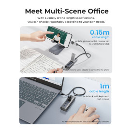 USB хъб Orico хъб HUB USB3.0 4 port, Aluminium, Grey - PDD4U-U3-015-GY