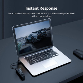 USB хъб Orico USB3.0 HUB 4 port - Type C input, 0.15m cable, aux Type-C power input - TWU3-4A-BK